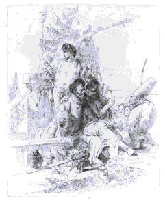 Image of Two Figures Attentive to Punchinello, With Others