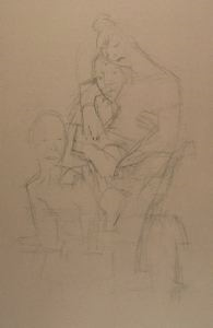 Image of Untitled (sketch of rickshaw puller and couple)