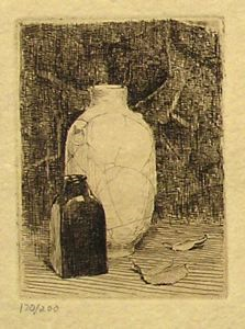Image of Still Life with Vase and Bottle