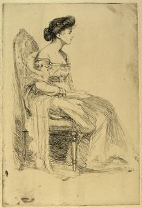 Image of Seated Lady in Evening Dress