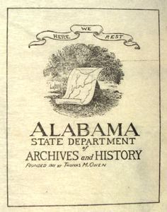 Image of Bookplate for Alabama State Department of Archives and History