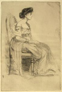 Image of Seated Lady in Evening Dress