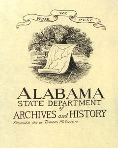 Image of Bookplate for Alabama State Department of Archives and History