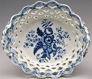 Image of Blue and White Openwork Basket