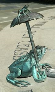 Image of The Till Fountain: Frog with Umbrella Fountain