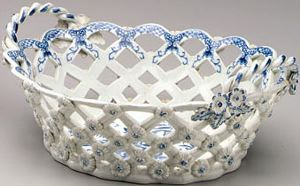 Image of Blue and White Openwork Basket