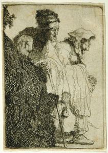 Image of Beggar Man and Woman Behind a Bank