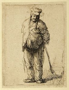 Image of Ragged Peasant with His Hands Behind Him, Holding a Stick