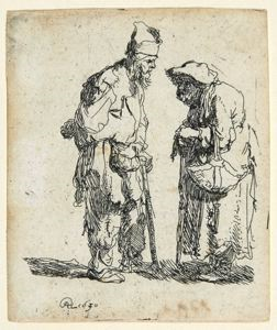 Image of Beggar Man and Beggar Woman Conversing