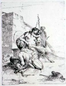 Image of Satyrs with Obelisk at Left
