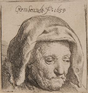 Image of The Artist's Mother in a Cloth Headdress, Looking Down: Head Only