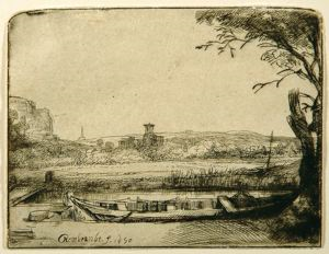 Image of Canal with a Large Boat and a Bridge (Het Schuytje Op De Voorgrondt)