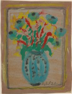 Image of Flowers in a Blue Vase