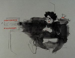 Image of Untitled (sketch of woman in restaurant)