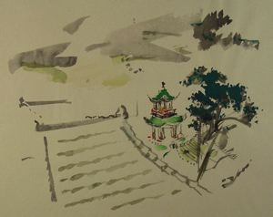 Image of Untitled (sketch of landscape from hotel window)
