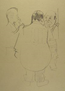 Image of Untitled (sketch of man being fitted for suit)