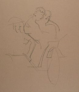 Image of Untitled (sketch of a couple and rickshaw puller)