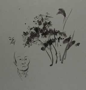 Image of Untitled (study of man's face and tree)