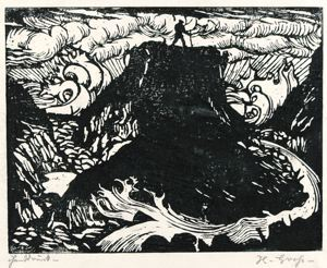 Image of Untitled (Landscape with a lone figure on a hilltop)