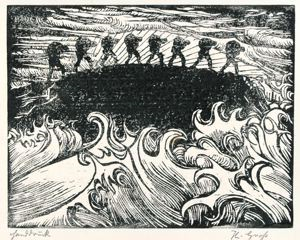 Image of Untitled (Landscape with eight figures on a hilltop surrounded by waves)