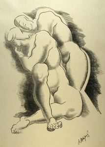Image of Untitled (Two Bending Figures)