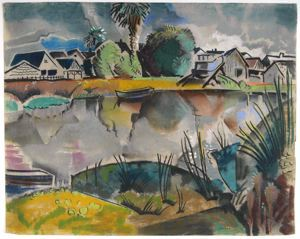Image of Untitled (Inlet with Palms and Houses)