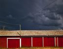 Image of Red Shed and Approaching Thunder Storm, Francis, Utah